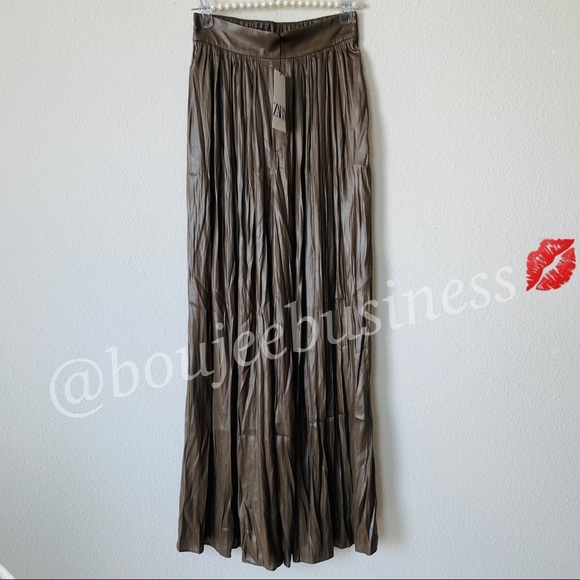 ZARA Shiny Wide Leg Pants - Picture 4 of 8